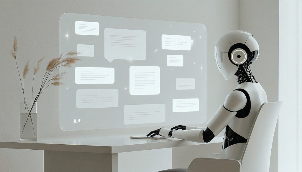 un robot chateando mediante una pantalla